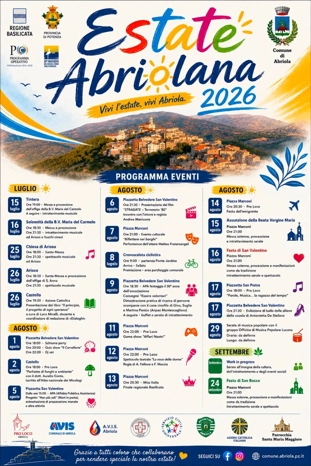 Locandina Schiuma party 2026 a Abriola (Potenza)