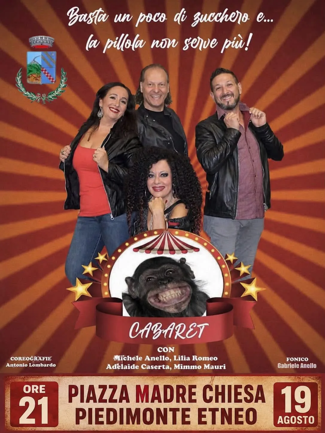 Locandina Cabaret Bastà un poco di zucchero 2026 a Piedimonte Etneo (Catania)