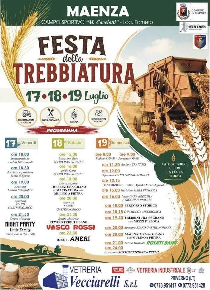 Locandina Festa della Trebbiatura 2026 a Maenza (Latina)