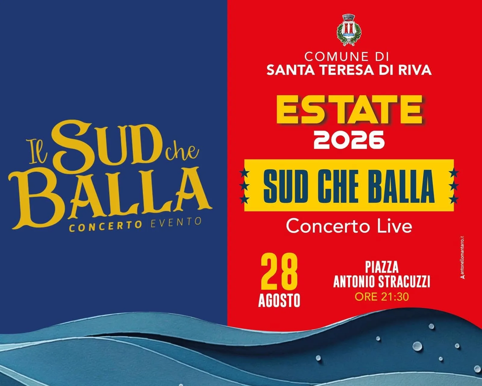 Locandina Sud che Balla 2026 Concerto Live a Santa Teresa di Riva (Messina)