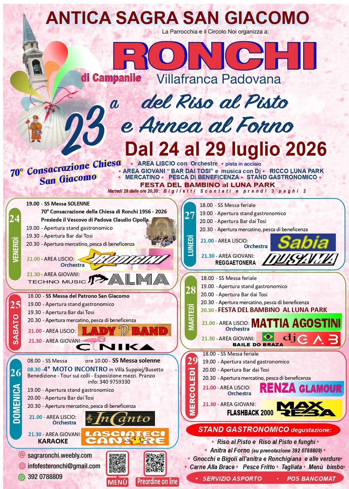 Locandina 23ª Antica Sagra San Giacomo 2026 Ronchi a Villafranca Padovana (Padova)