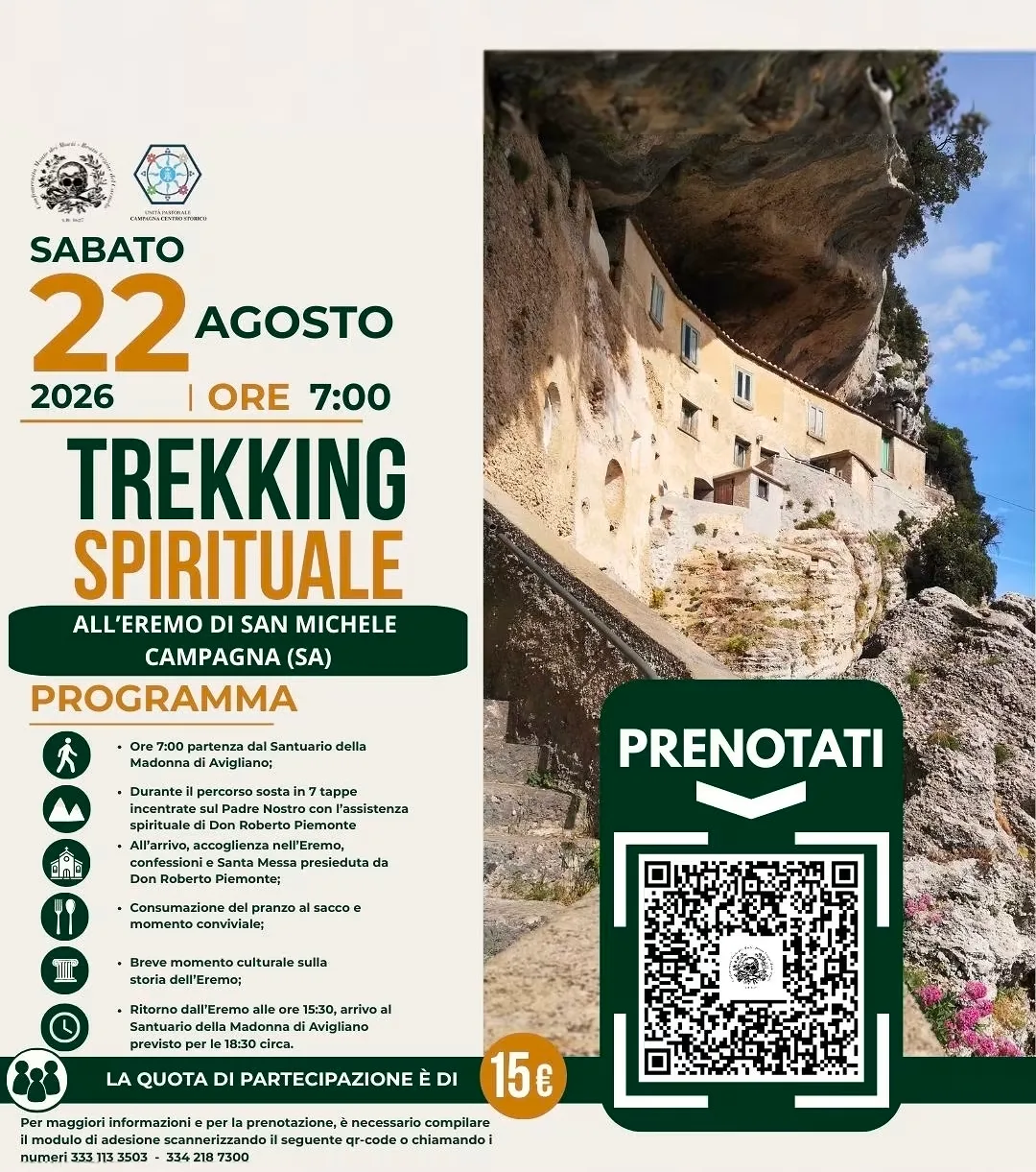 Locandina Trekking Spirituale all'Eremo di San Michele 2026 a Campagna (Salerno)