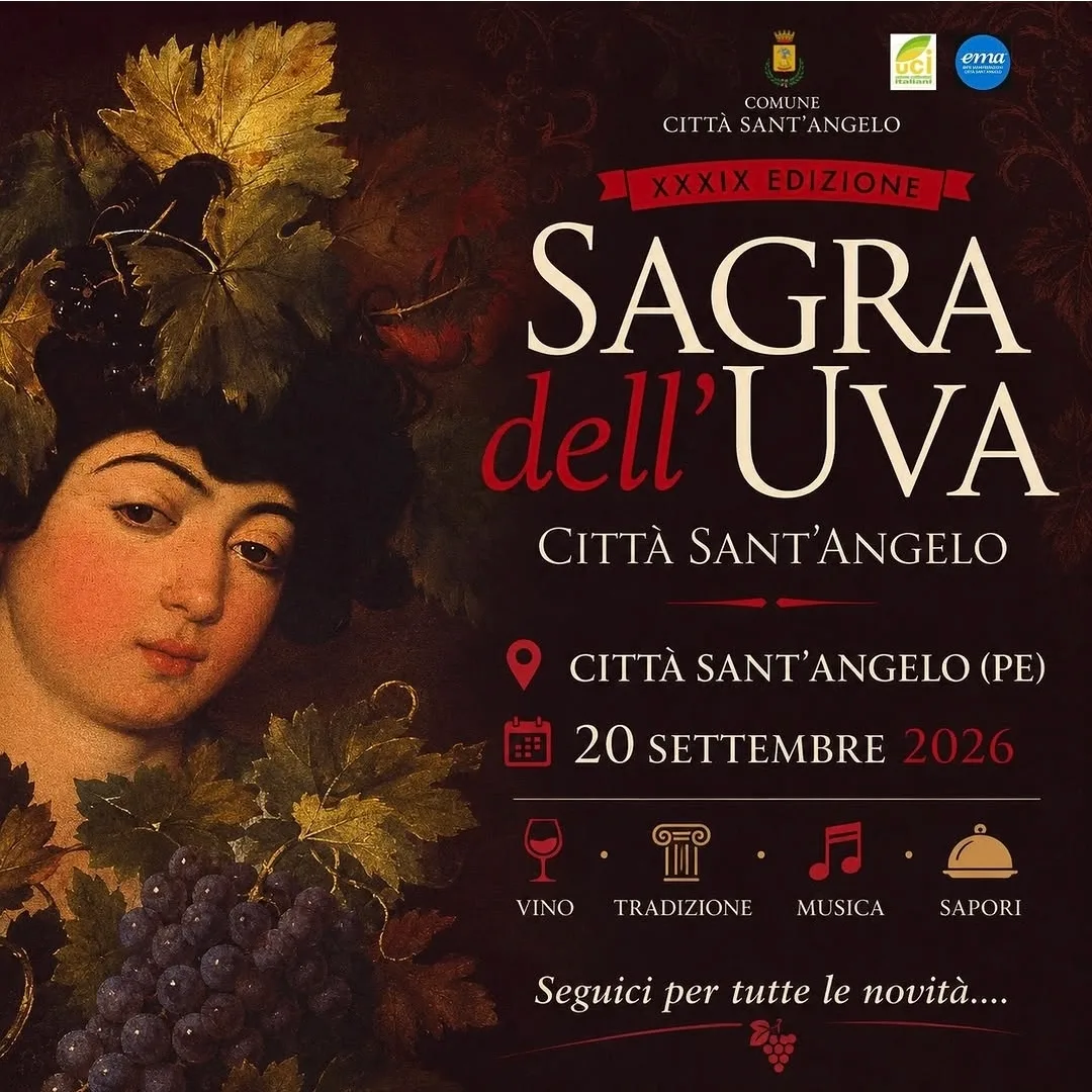 Locandina 39ª Sagra dell'Uva Città Sant'Angelo 2026 a Città Sant'Angelo (Pescara)