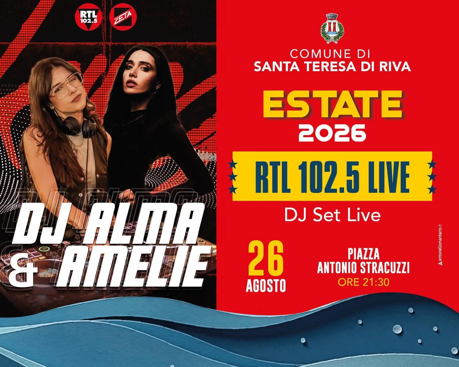 Locandina Estate 2026 RTL 102.5 Live a Santa Teresa di Riva a Santa Teresa di Riva (Messina)