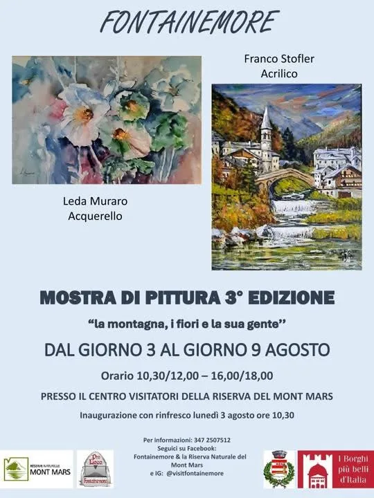 Locandina Mostra di Pittura 3ª Edizione 2026 a Fontainemore (Valle d'aosta)