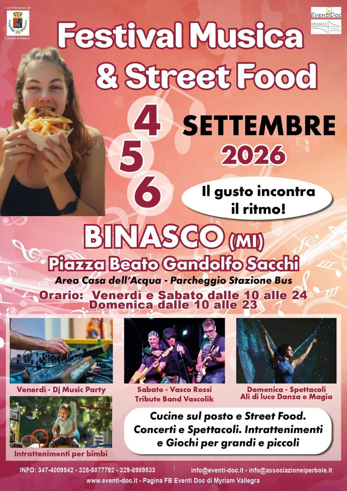 Locandina Festival Musica & Street Food 2026 a Binasco (Milano)