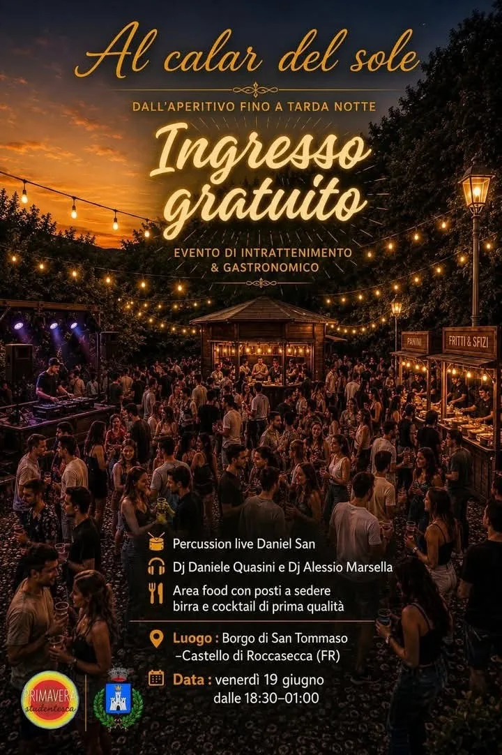 Locandina Al calar del sole 2026 a Roccasecca (Frosinone)