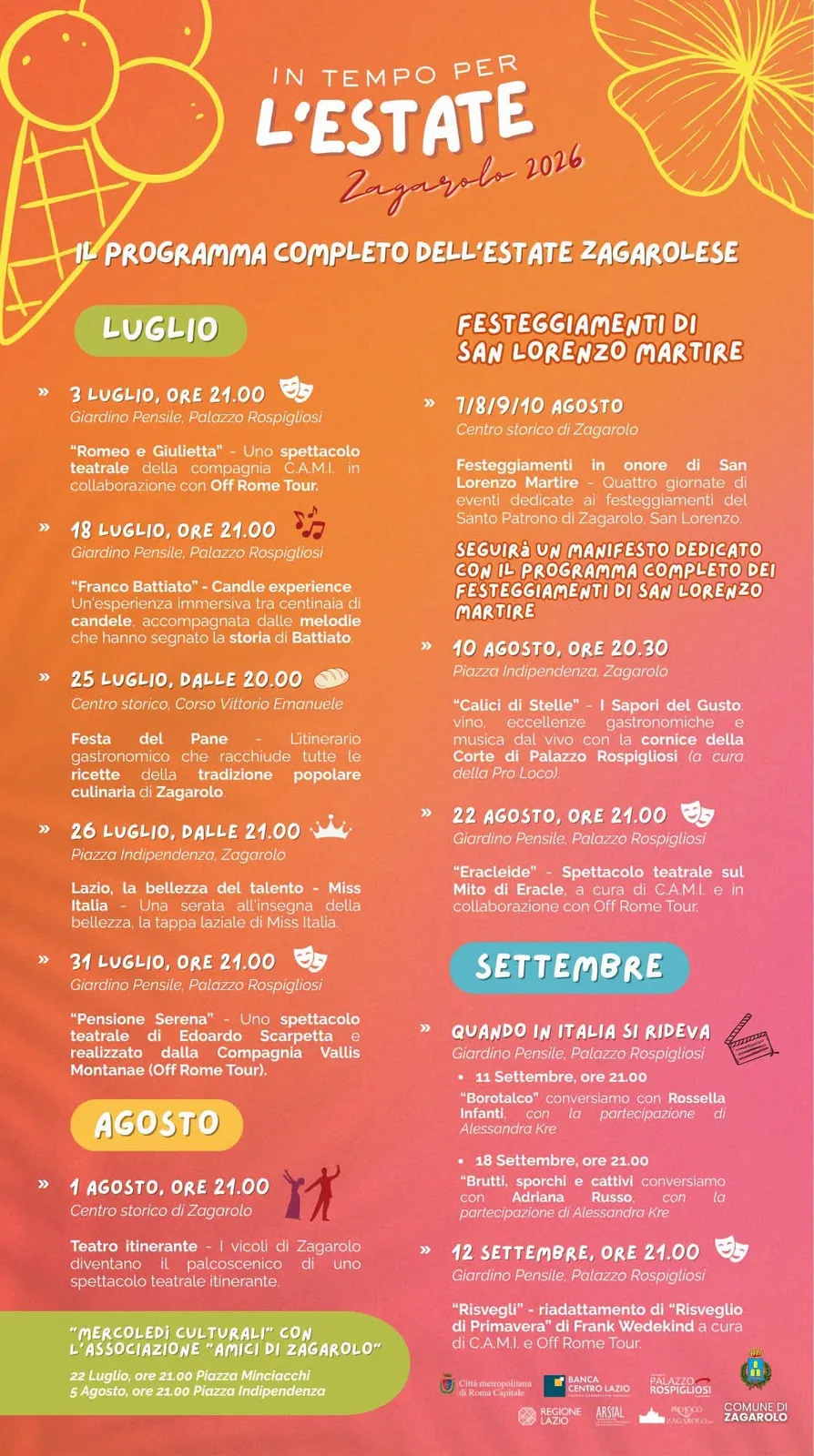 Locandina Mercoledì Culturali — Amici di Zagarolo 2026 a Zagarolo (Roma)
