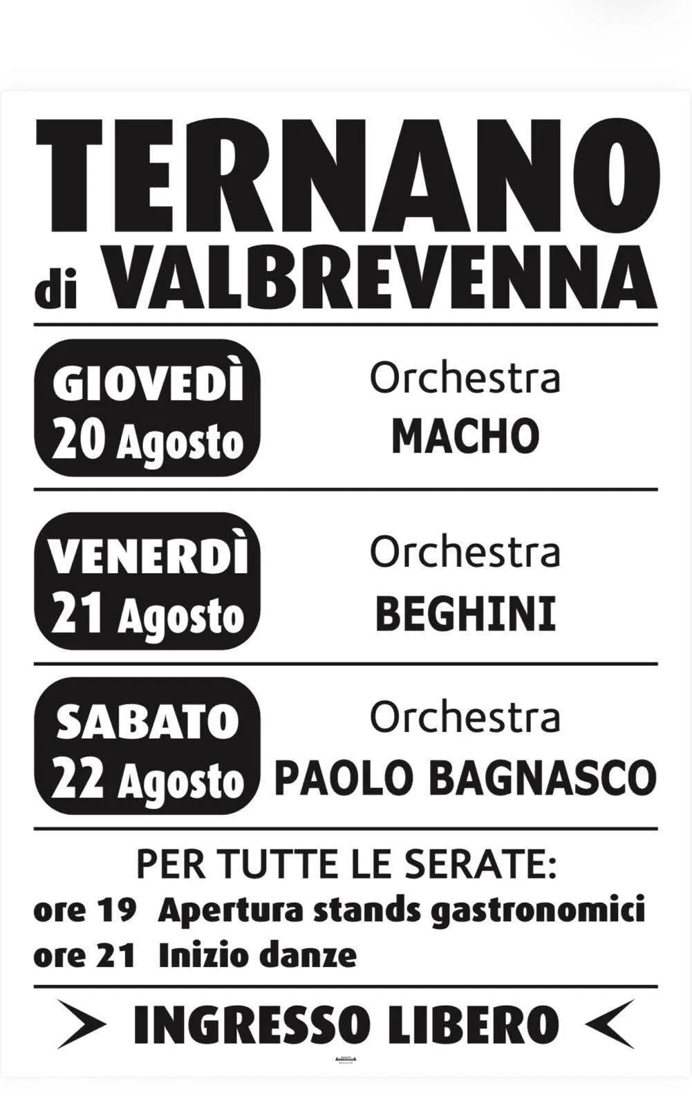 Locandina Ternano di Valbrevenna 2026 - 3 Serate Musicali a Valbrevenna (Genova)