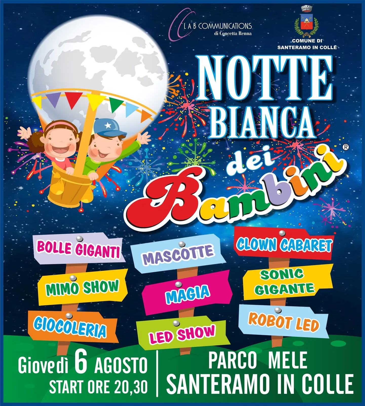 Locandina Notte Bianca dei Bambini 2026 a Santeramo in Colle (Bari)