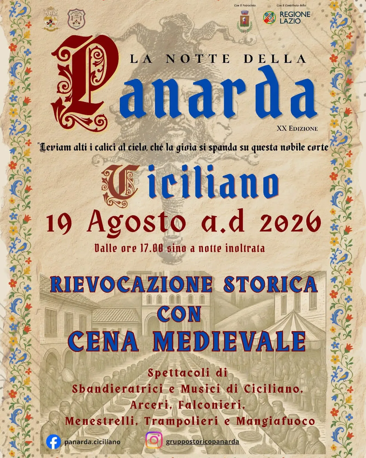 Locandina La Notte della Panarda — XX Edizione 2026 a Ciciliano (Roma)