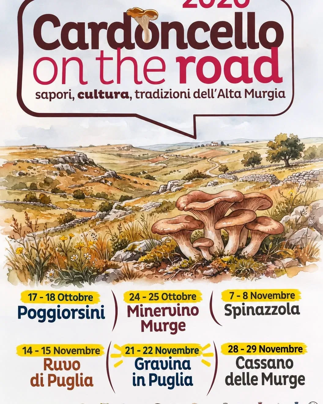 Locandina calendario eventi autunno 2026 a Poggiorsini (Bari)
