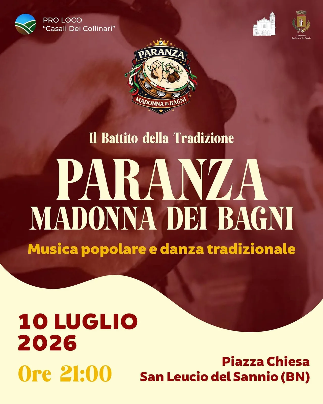 Locandina Paranza Madonna dei Bagni 2026 a San Leucio del Sannio (Benevento)