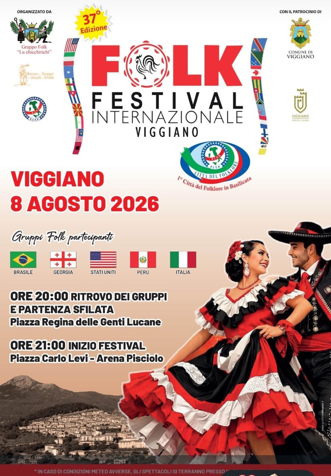Locandina Folk Festival internazionale 2026 a Viggiano (Potenza)