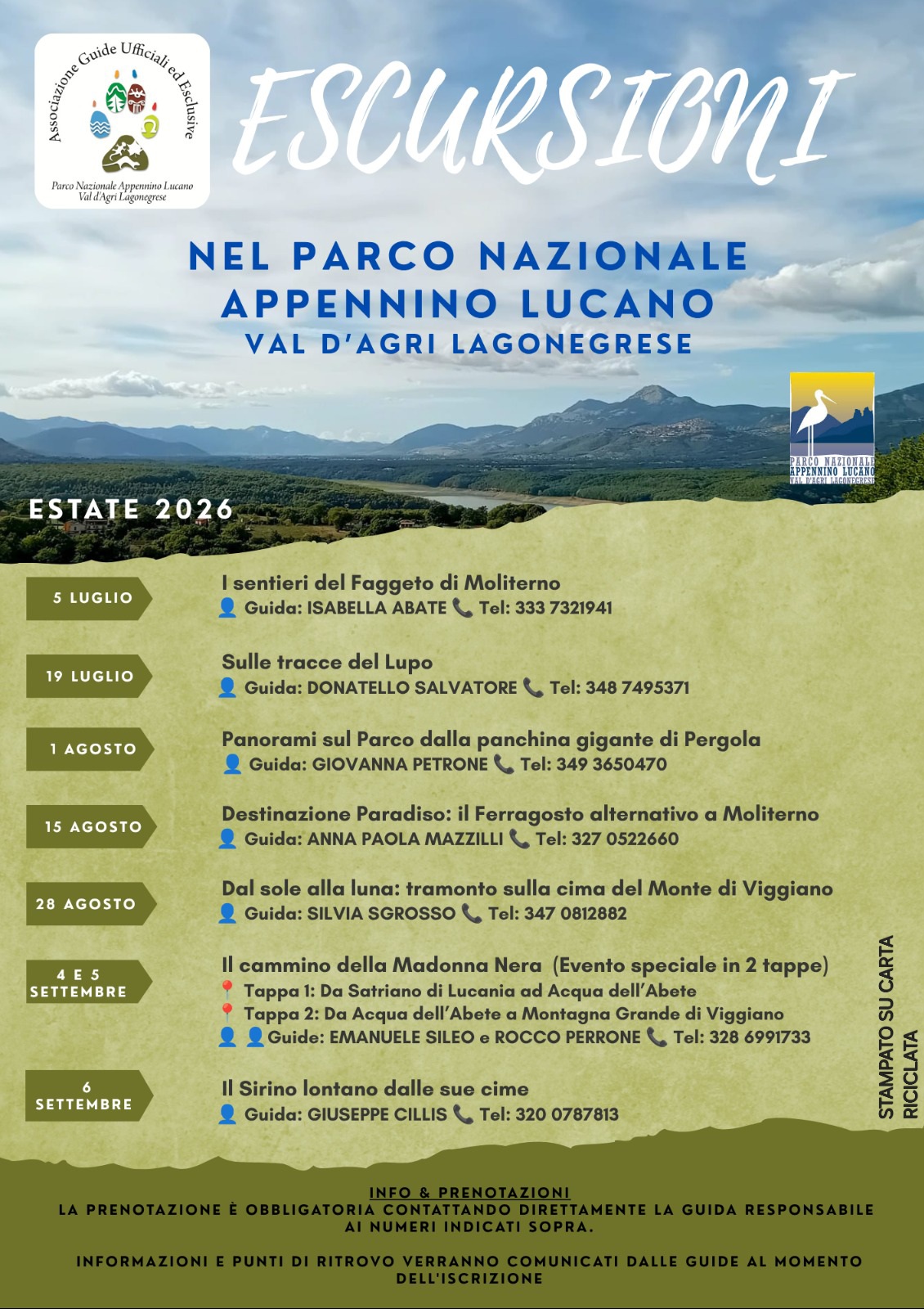 Locandina ESCURSIONI nel Parco Nazionale Appennino Lucano 2026 a Viggiano (Potenza)