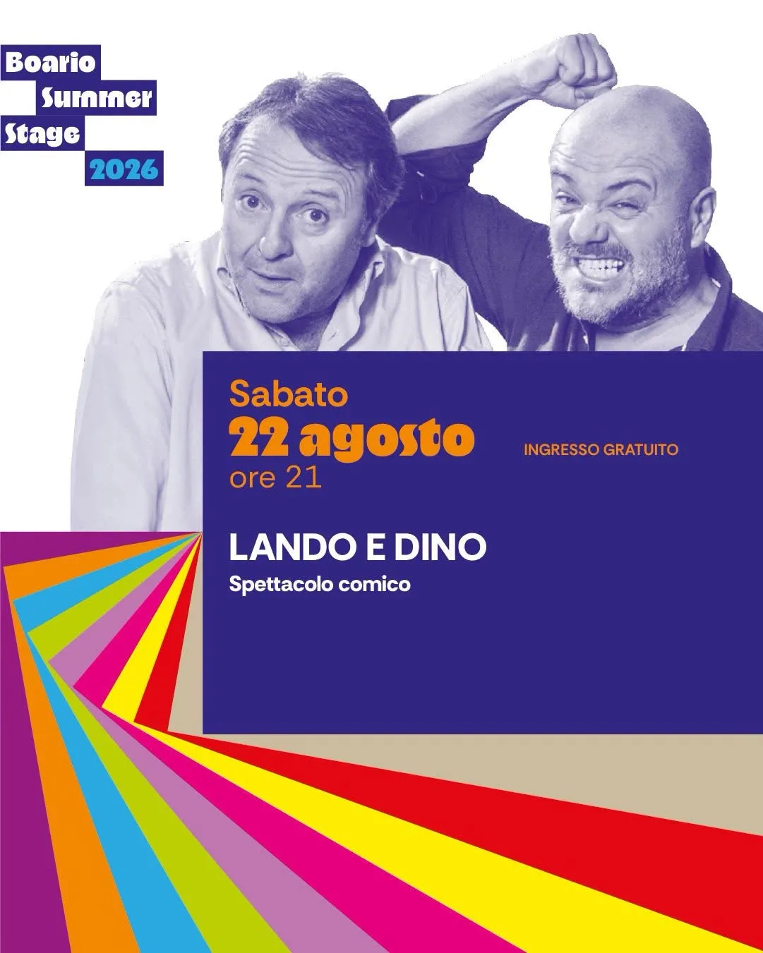 Locandina Boario Summer Stage 2026 - Lando e Dino a Boario Terme (Brescia)