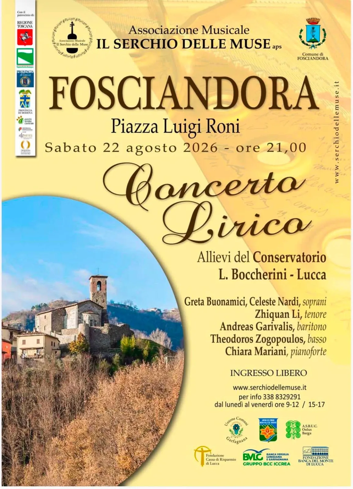 Locandina Concerto Lirico Fosciandora 2026 a Fosciandora (Lucca)