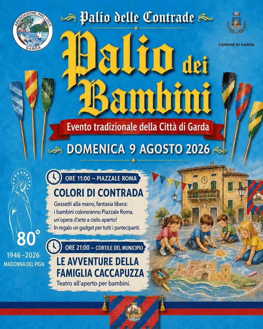 Locandina 80ª Edizione Palio dei Bambini 2026 a Garda (Verona)