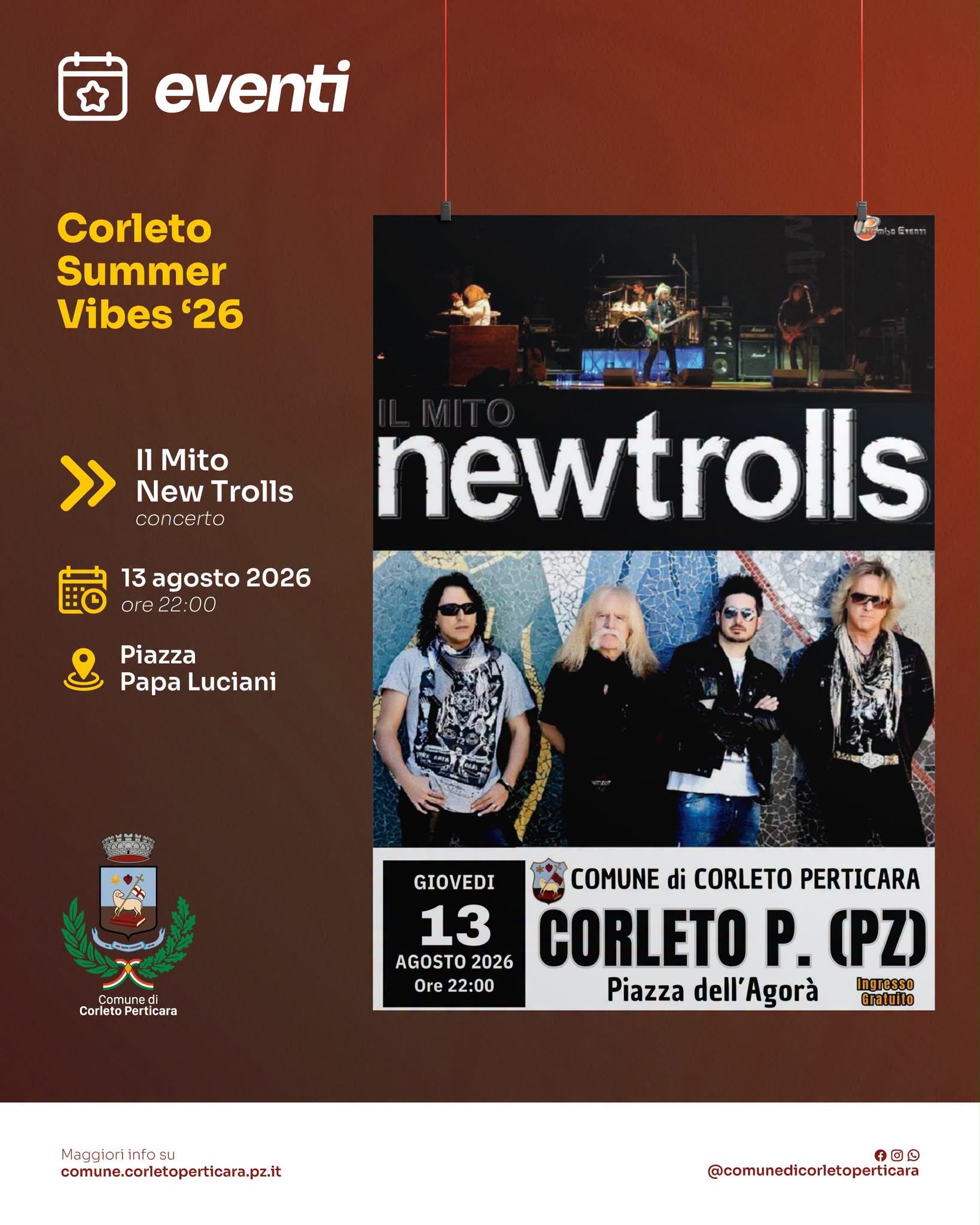 Locandina Concerto newtrolls — Corleto Perticara 2026 a Corleto Perticara (Potenza)