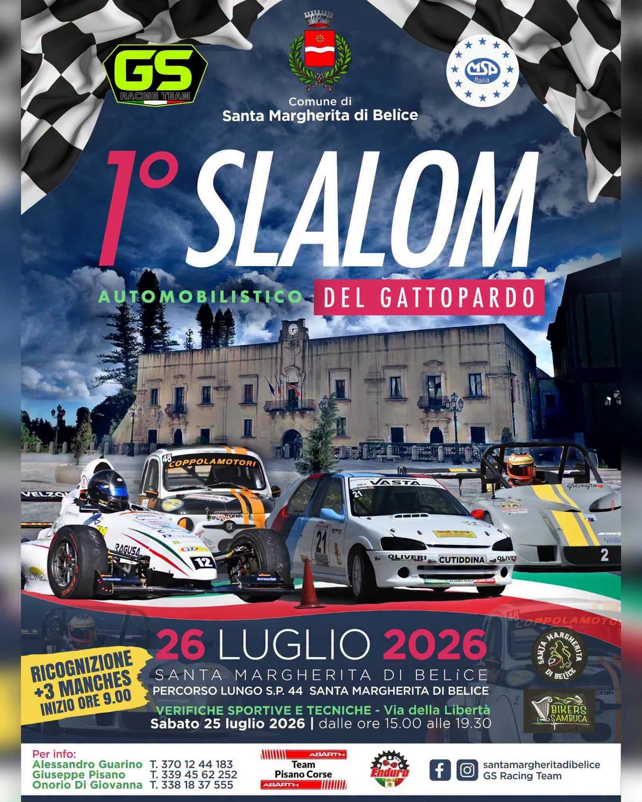 Locandina 1° Slalom Automobilistico del Gattopardo 2026 a Santa Margherita di Belice (Agrigento)