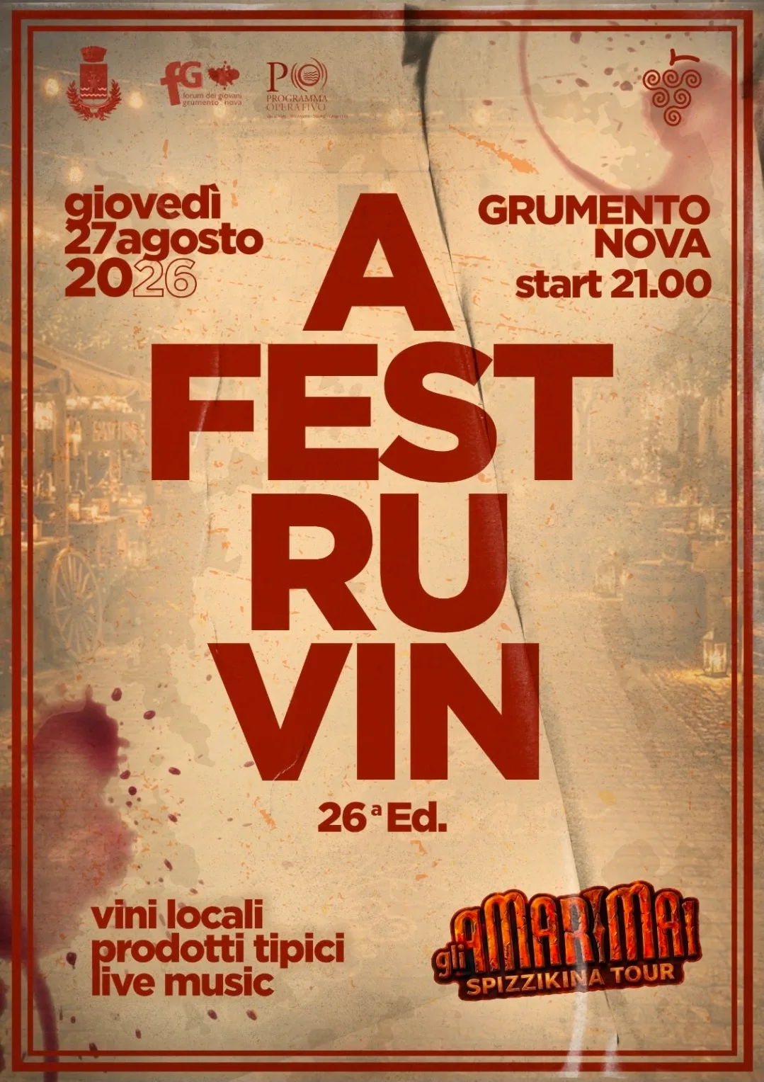 Locandina 26ª A Fest Ruvin 2026 a Grumento Nova (Potenza)