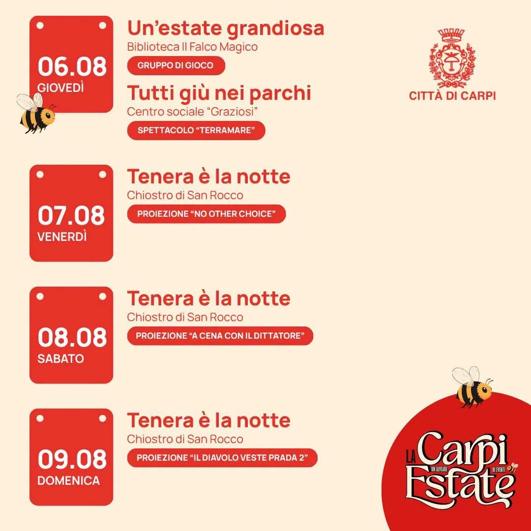 Locandina Un’estate grandiosa 2026 a Carpi (Modena)