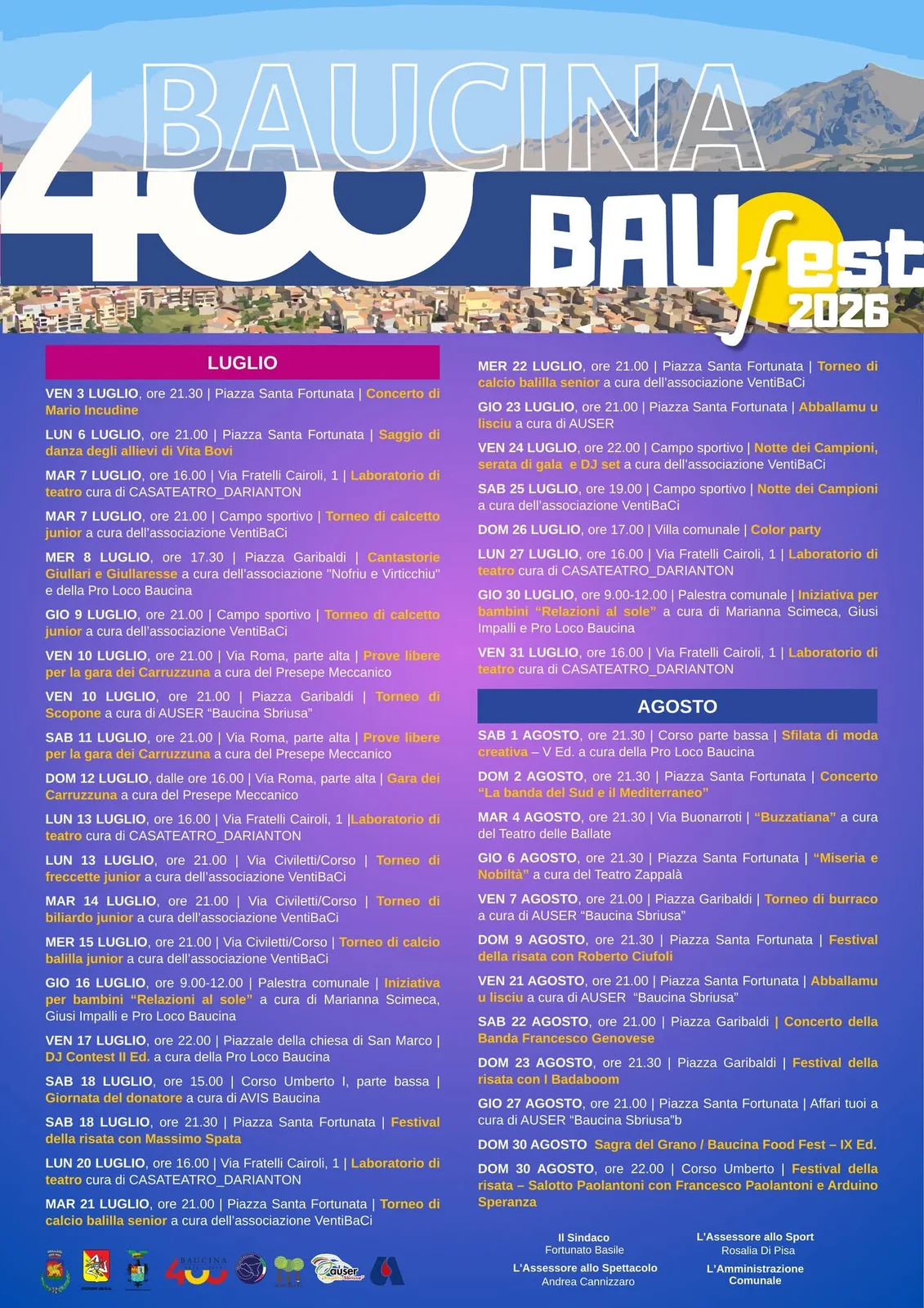 Locandina Torneo di burraco — BAUfest 2026 a Baucina (Palermo)