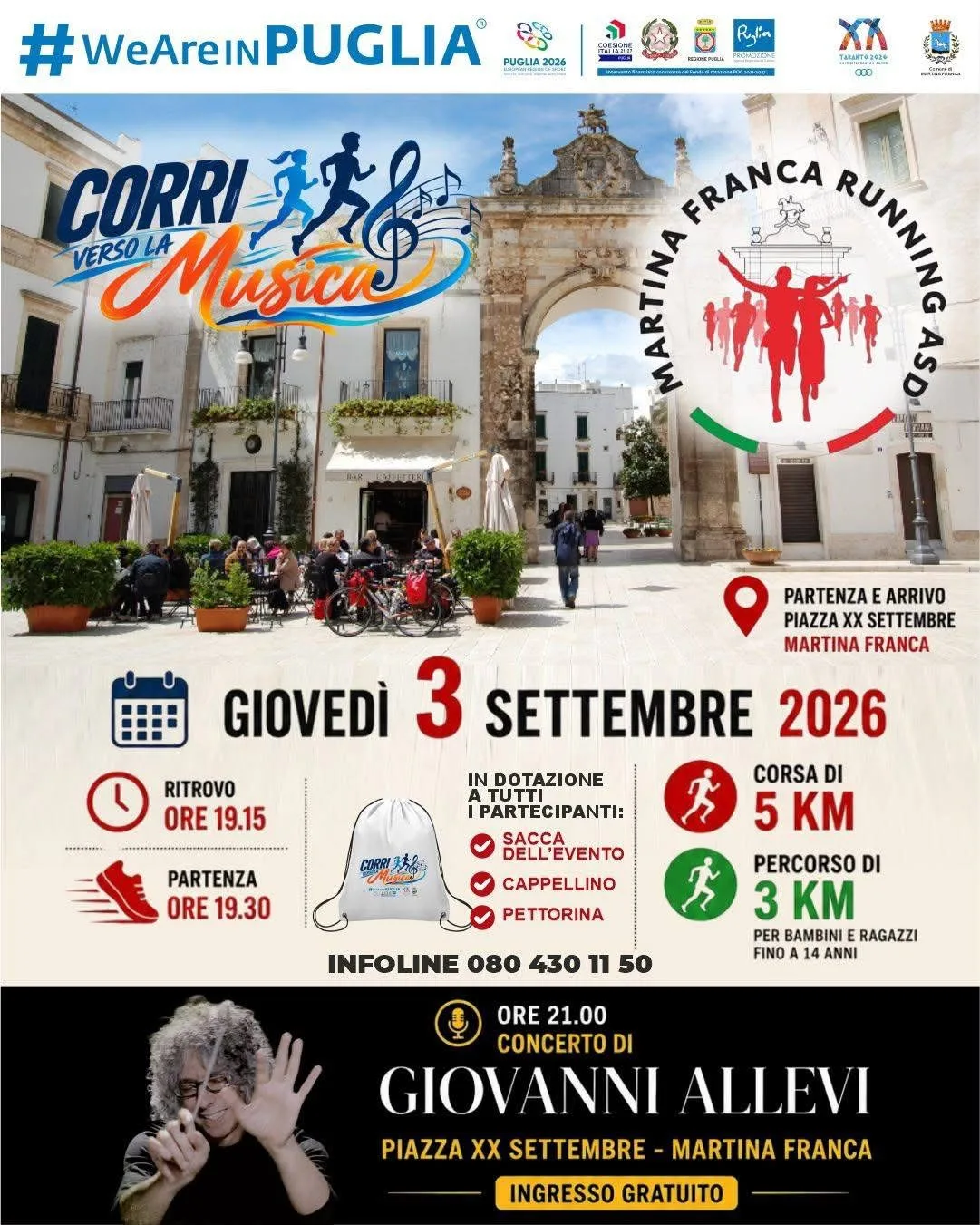 Locandina Corri verso la Musica 2026 a Martina Franca (Taranto)