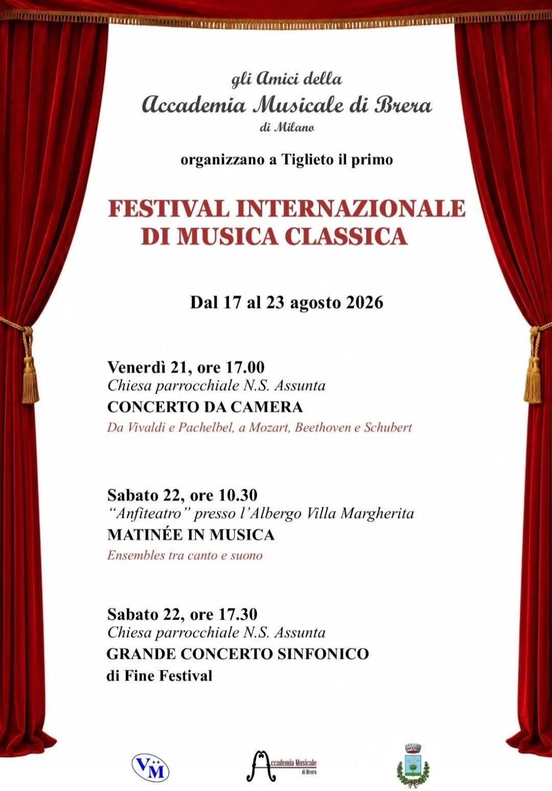 Locandina calendario eventi agosto 2026 a Tiglieto (Genova)