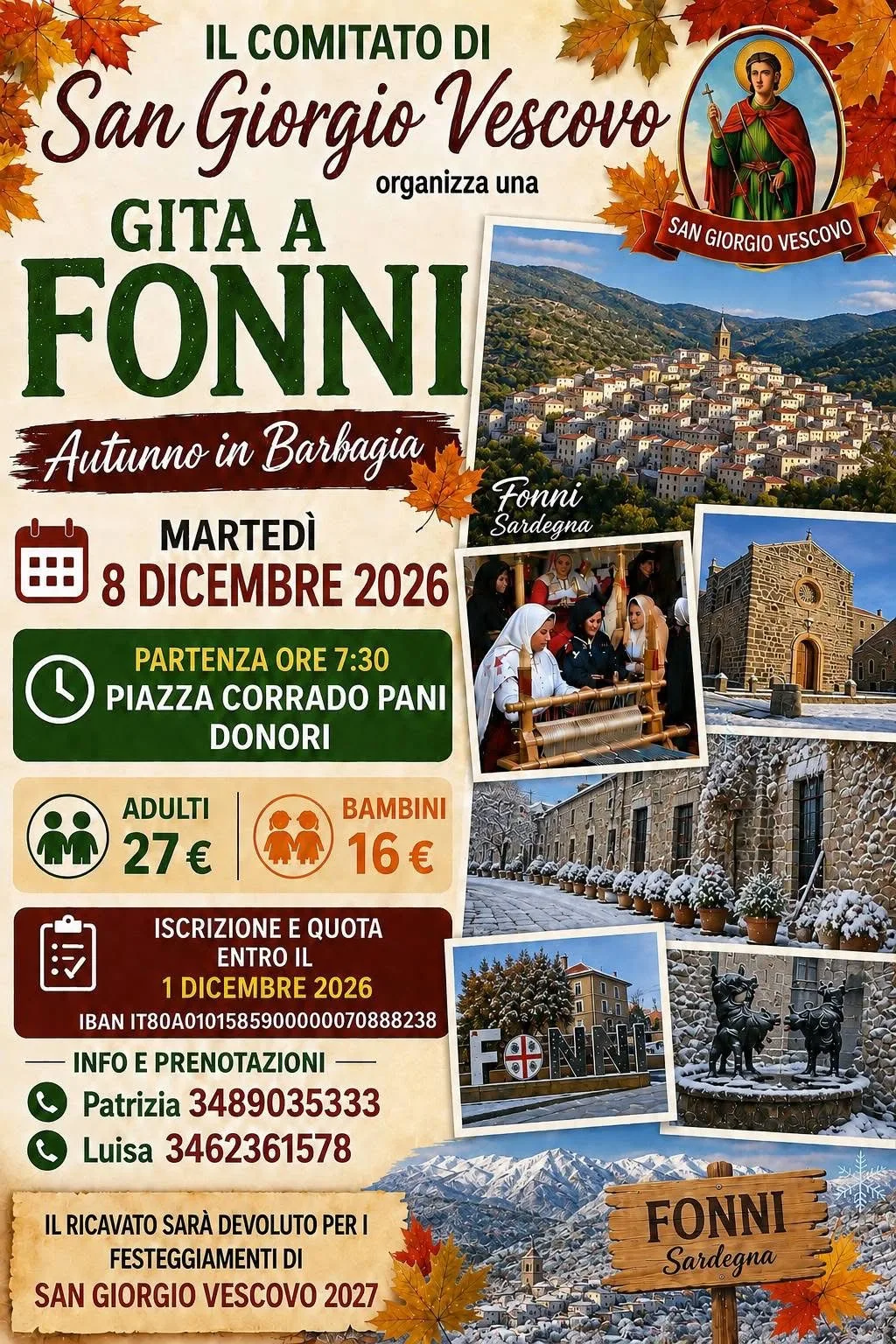 Locandina Gita a Fonni Autunno in Barbagia 2026 a Donori (Sassari)