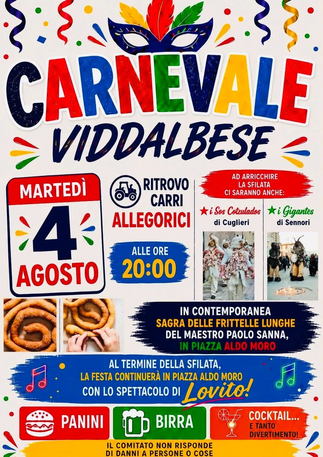 Locandina Carnevale Viddalbese 2026 a Viddalba (Sassari)