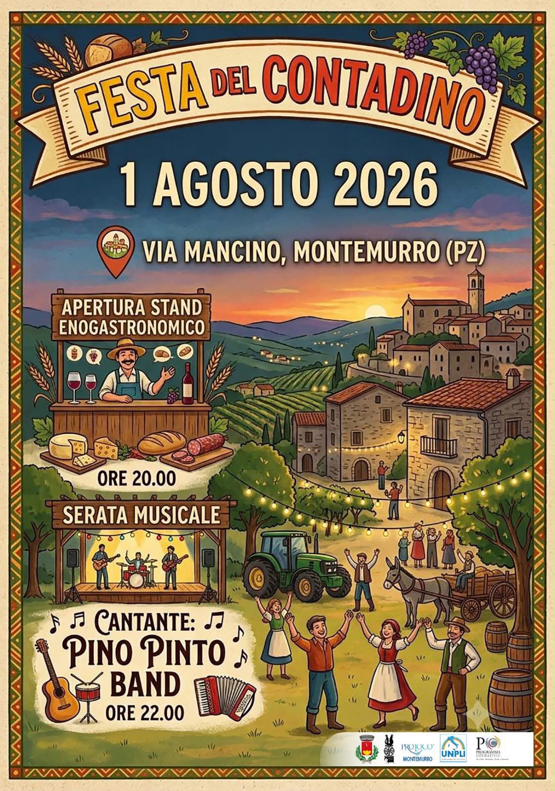 Locandina Festa del Contadino — Pino Pinto Band 2026 a Montemurro (Potenza)