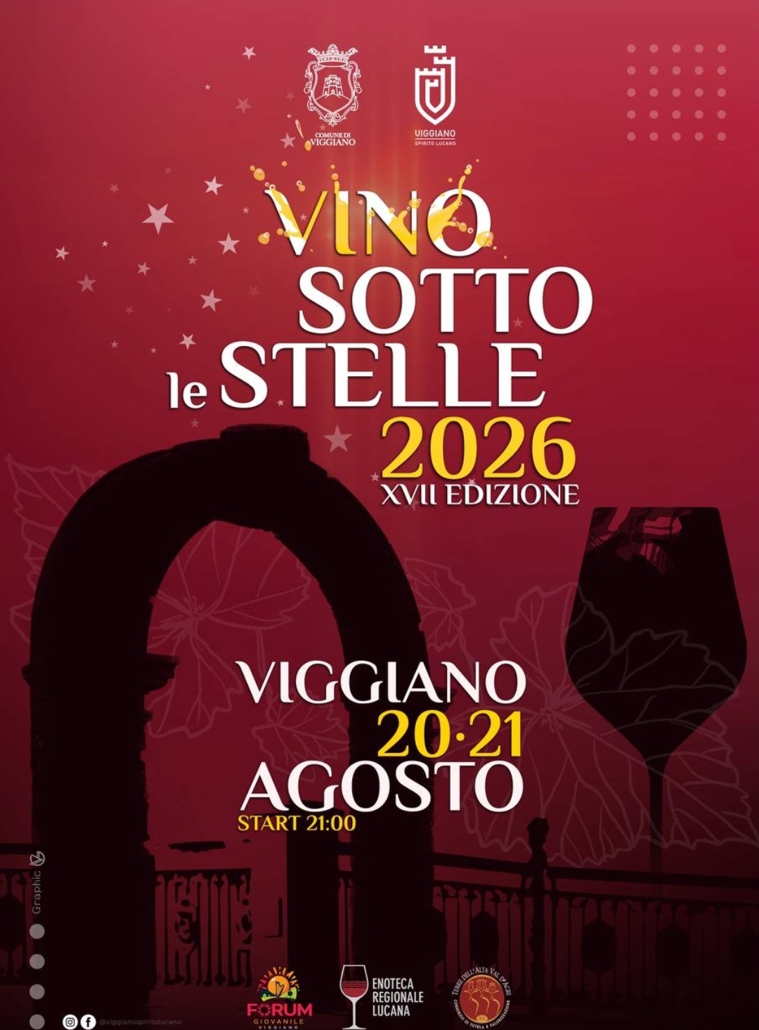 Locandina XVII Vino sotto le Stelle 2026 a Viggiano (Potenza)