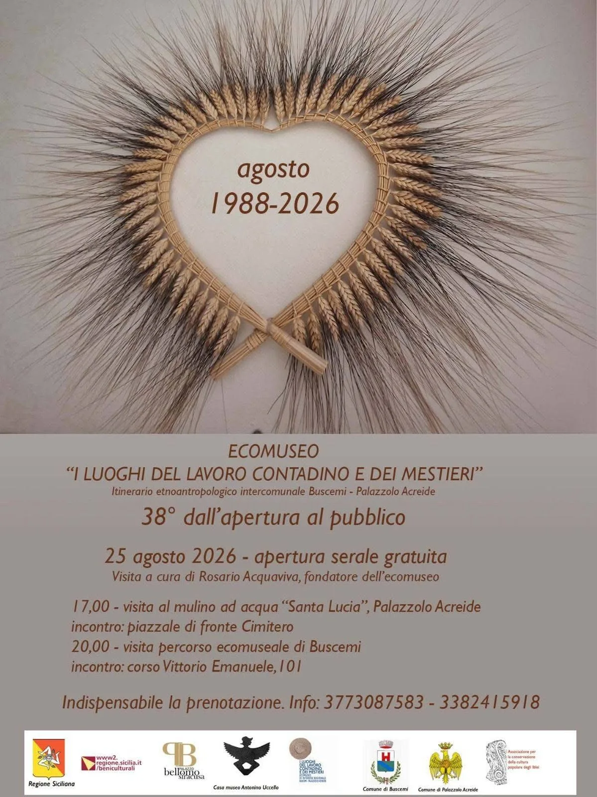 Locandina Ecomuseo I Luoghi del Lavoro Contadino e dei Mestieri 2026 a Buscemi (Siracusa)