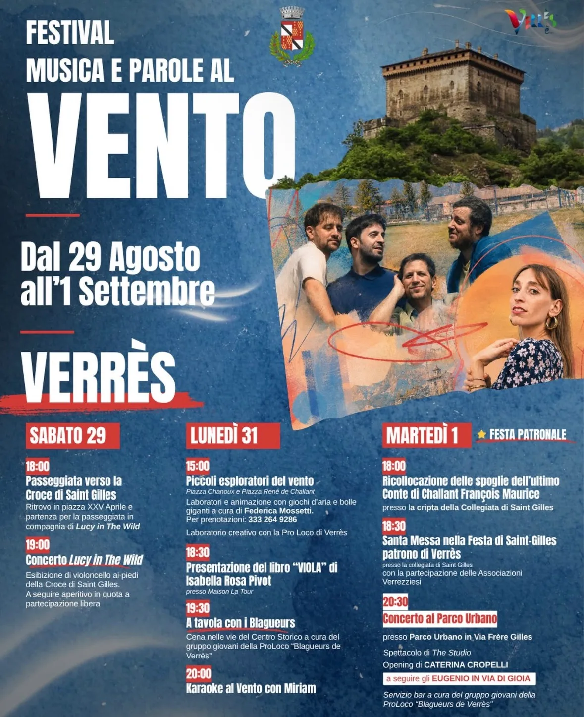 Locandina calendario eventi estate 2026 a Verrès (Aosta)