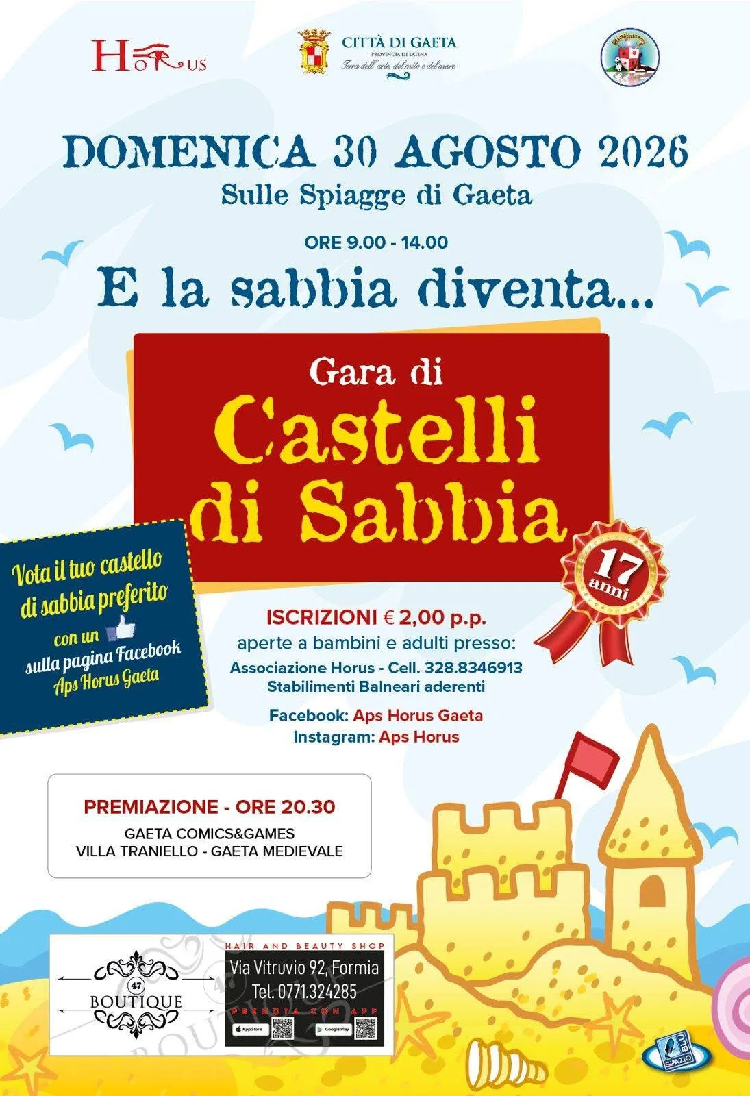 Locandina 17ª Gara di Castelli di Sabbia 2026 a Gaeta (Latina)