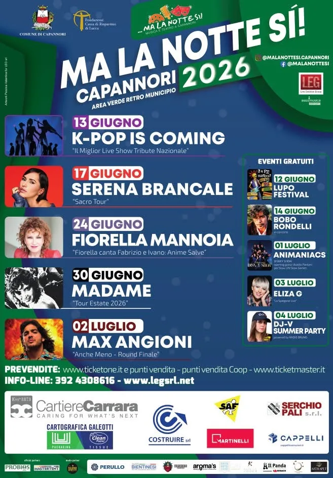 Locandina Serena Brancale 2026 a Capannori (Lucca)