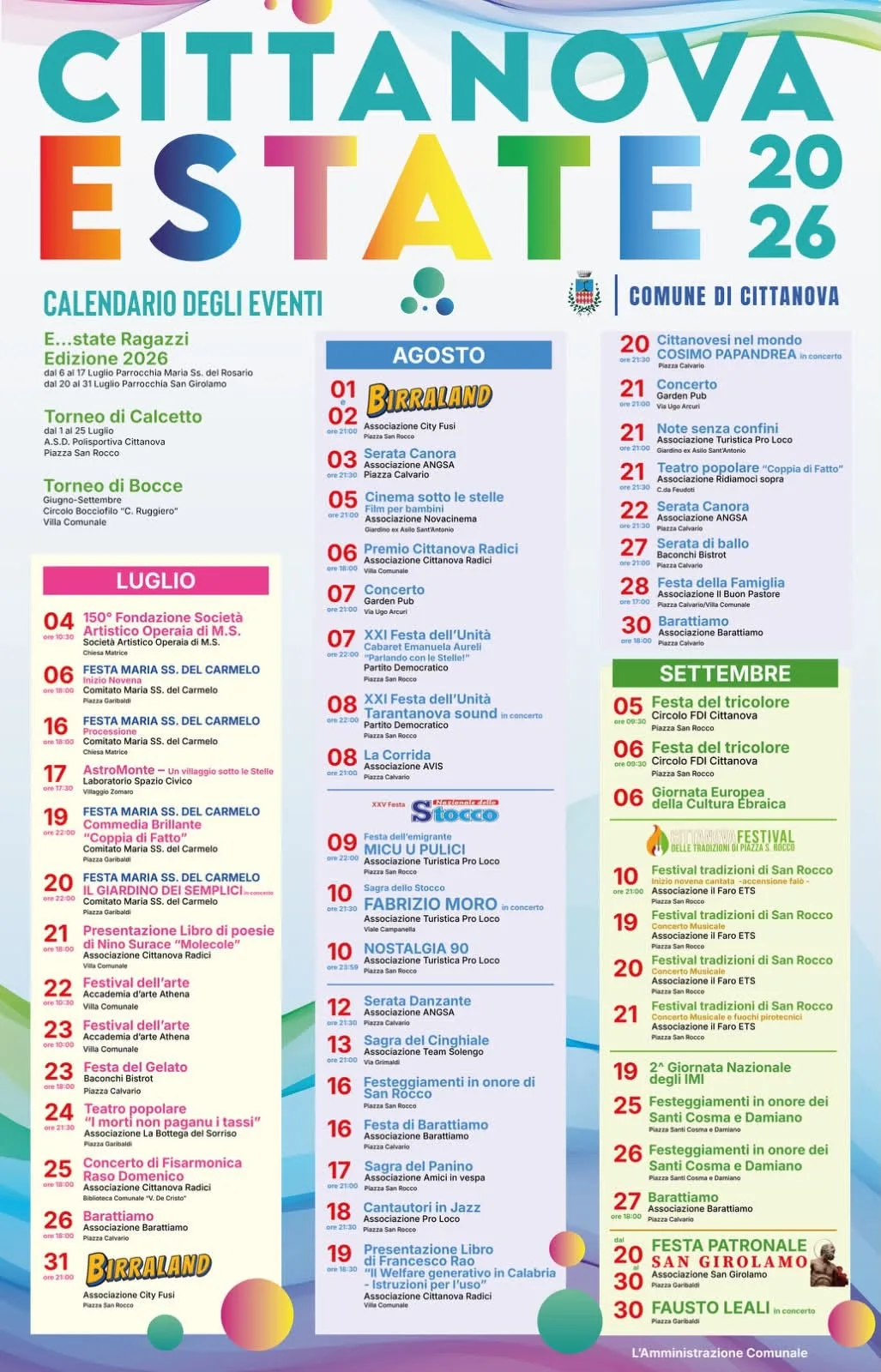 Locandina Barattiamo 2026 (settembre) a Cittanova (Reggio calabria)