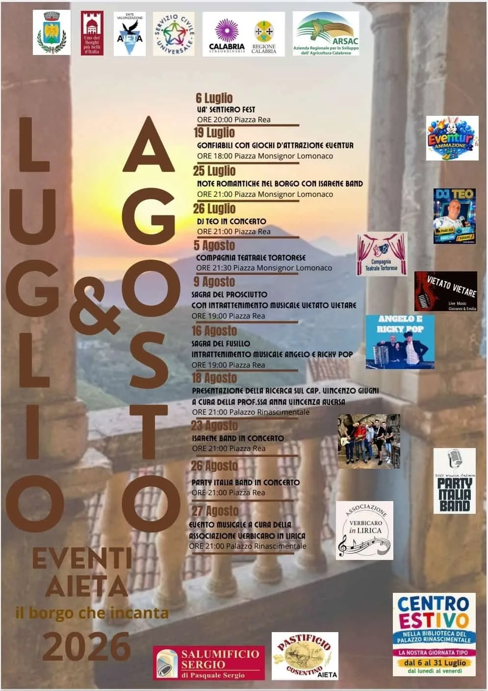 Locandina Compagnia Teatrale Tortorese 2026 a Aieta (Cosenza)