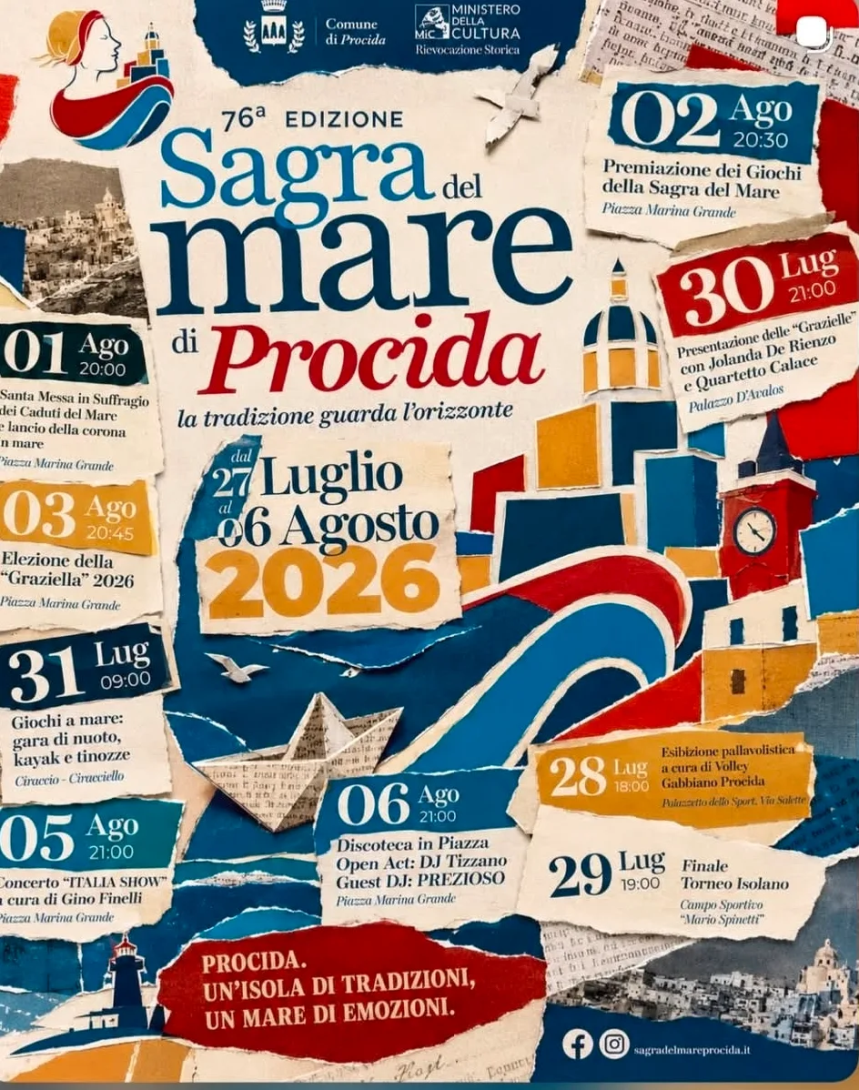Locandina Discoteca in Piazza con Prezioso — Sagra 2026 a Procida (Napoli)