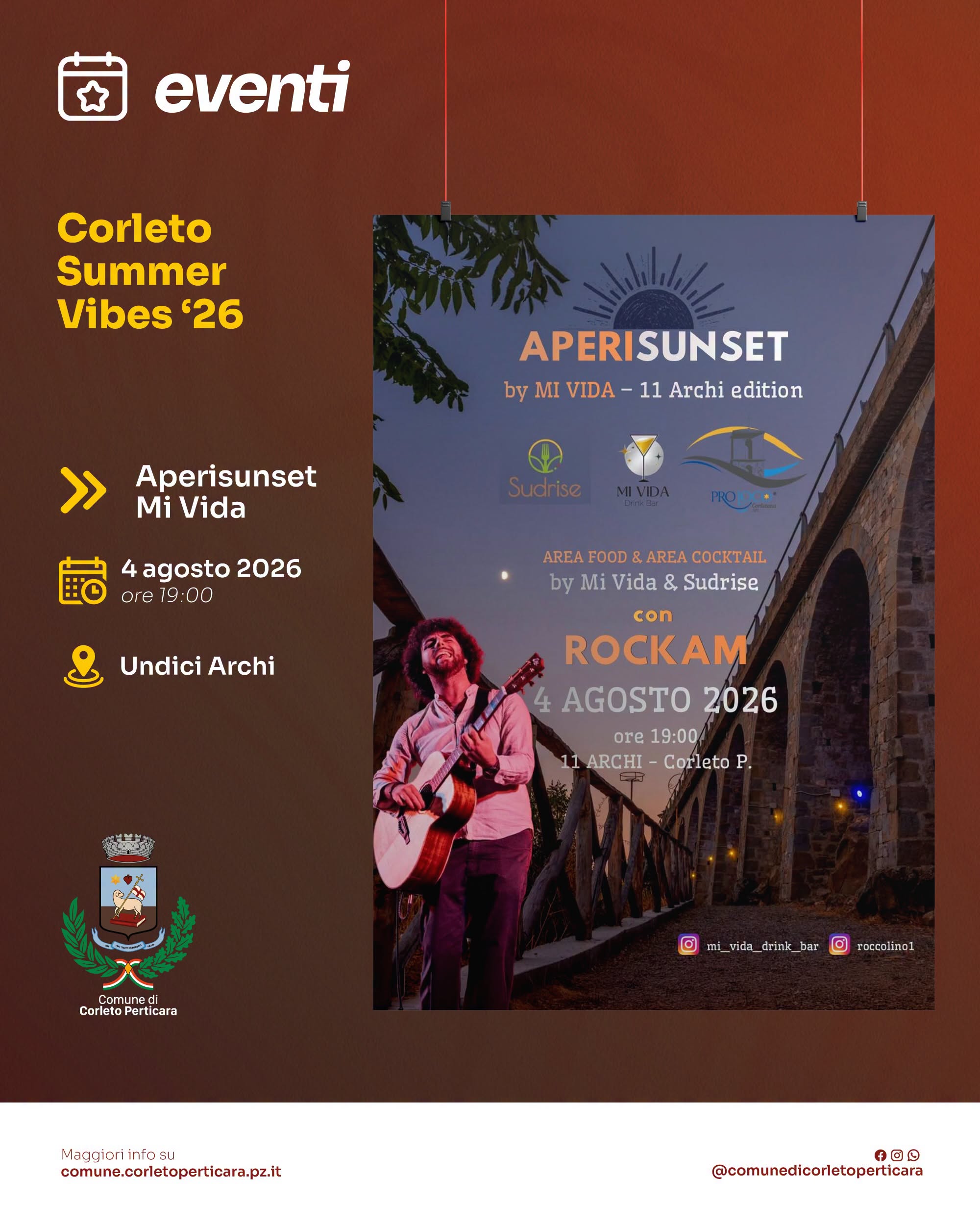 Locandina Aperisunset MiVida 2026 a Corleto Perticara (Potenza)