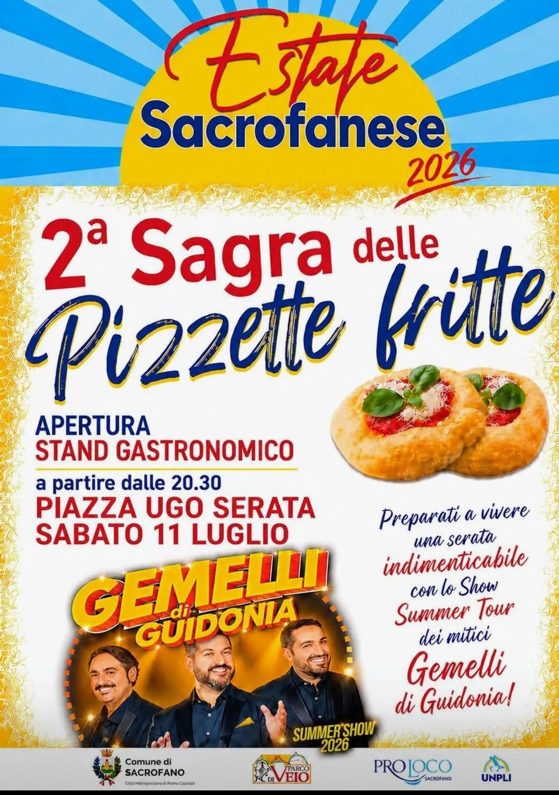 Locandina 2ª Sagra delle Pizzette fritte 2026 a Sacrofano (Roma)
