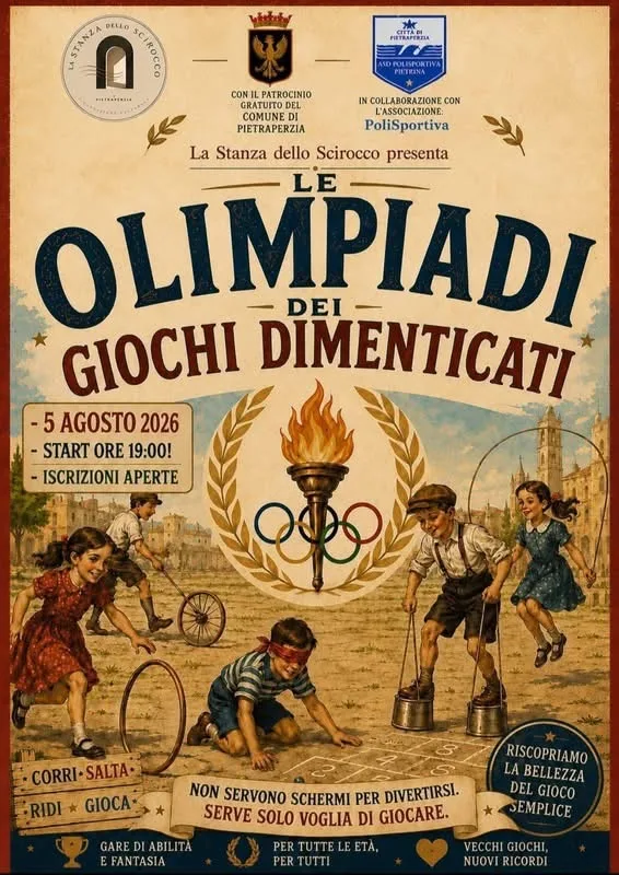 Locandina Le Olimpiadi dei Giochi Dimenticati 2026 a Pietraperzia (Enna)