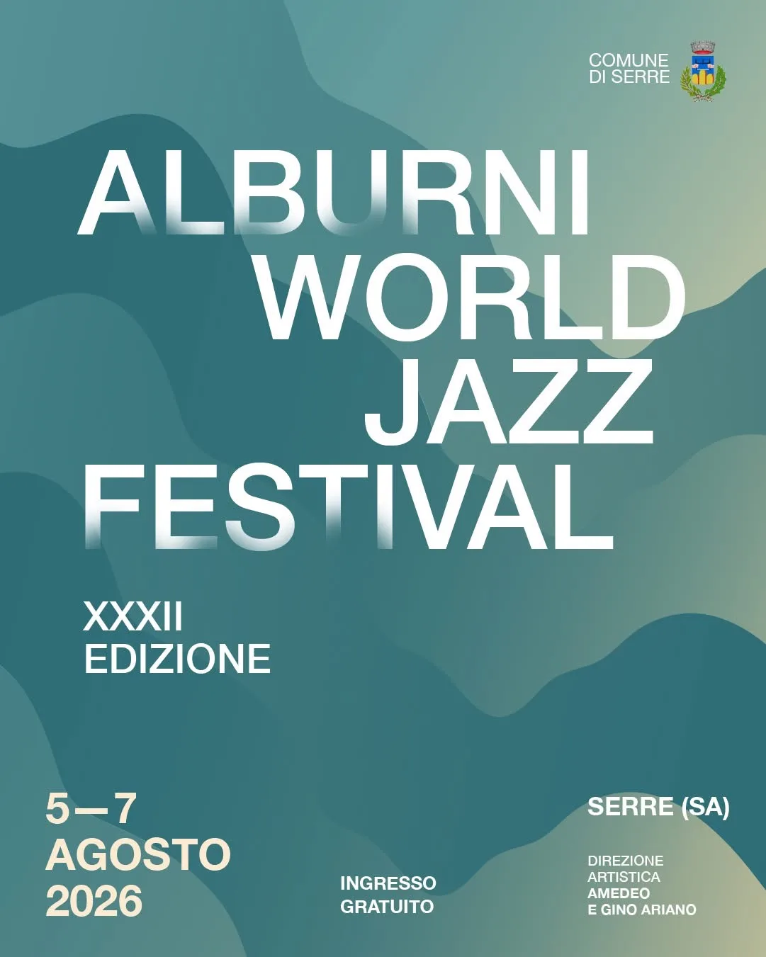 Locandina 32ª Edizione Alburni World Jazz Festival 2026 a Serre (Salerno)