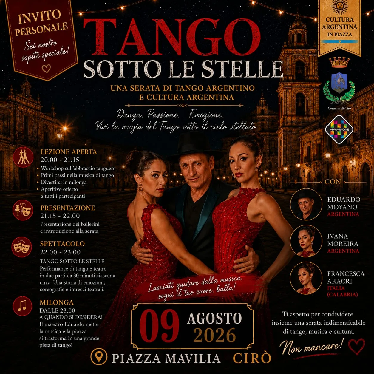 Locandina Tango sotto le Stelle 2026 a Cirò (Crotone)
