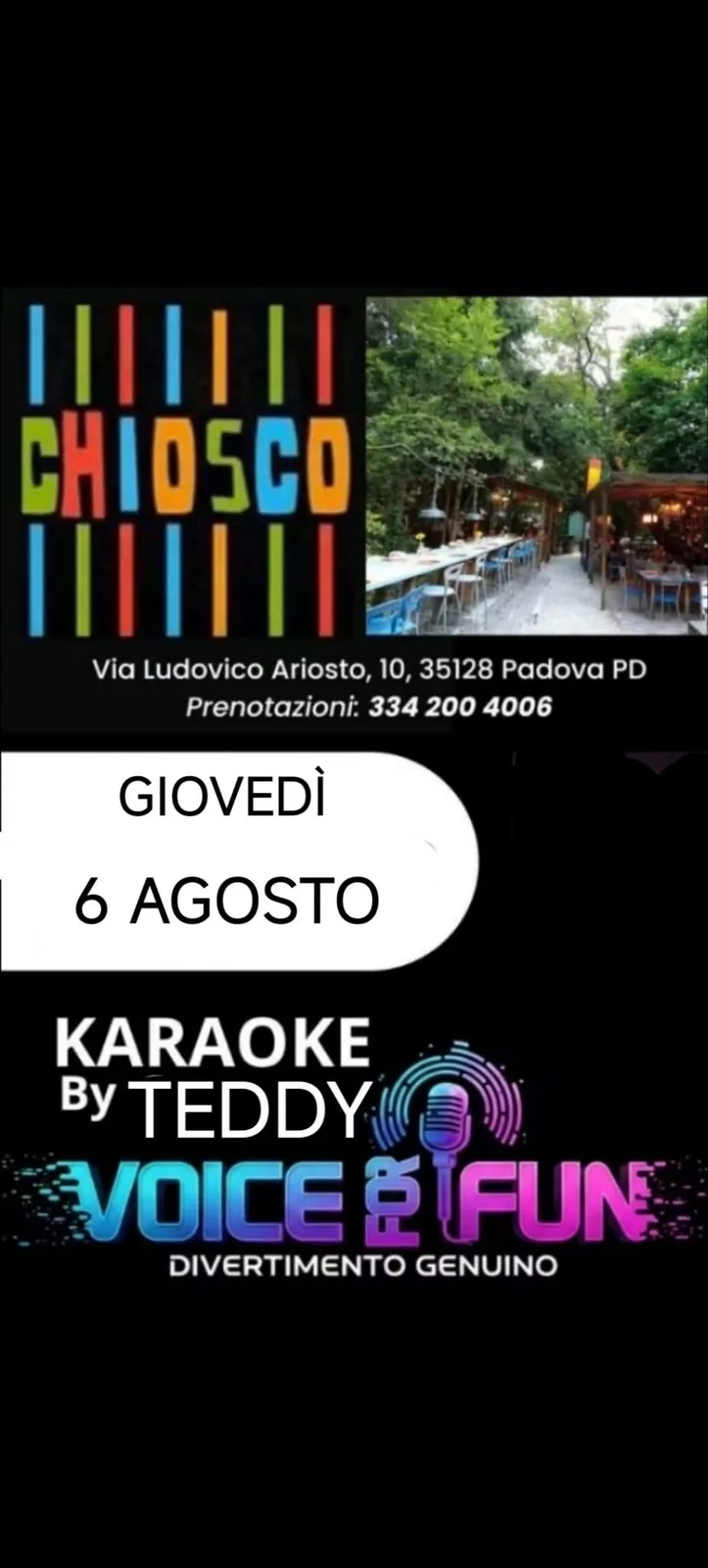 Locandina Karaoke By Teddy Voice & Fun 2026 a Padova a Padova (Padova)
