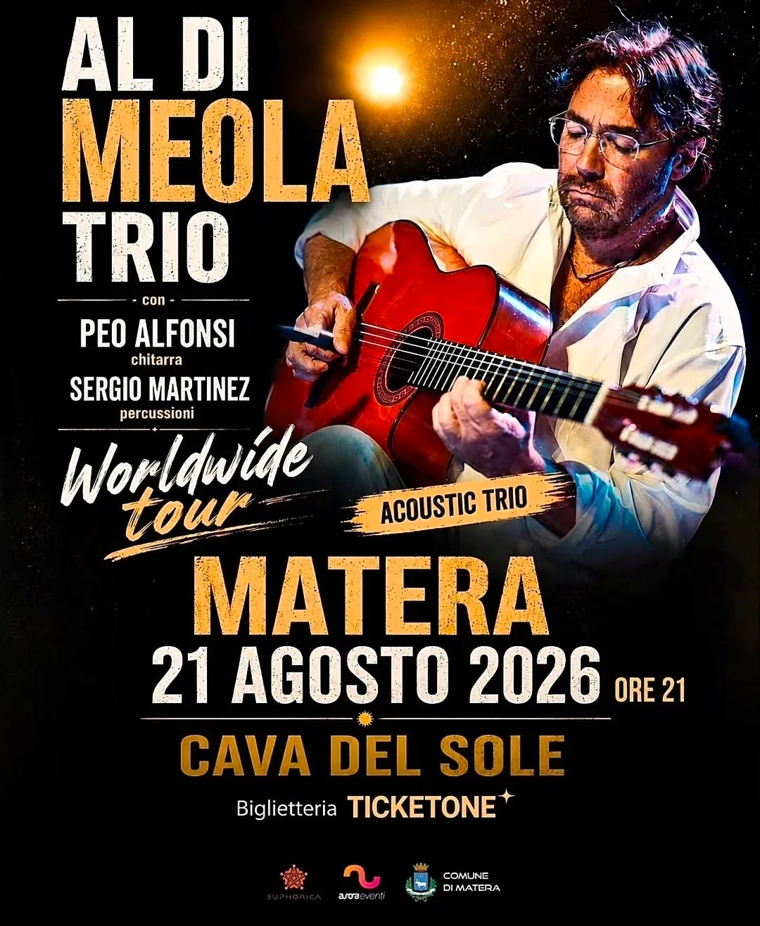 Locandina Al Di Meola Trio Matera 2026 a Matera (Matera)