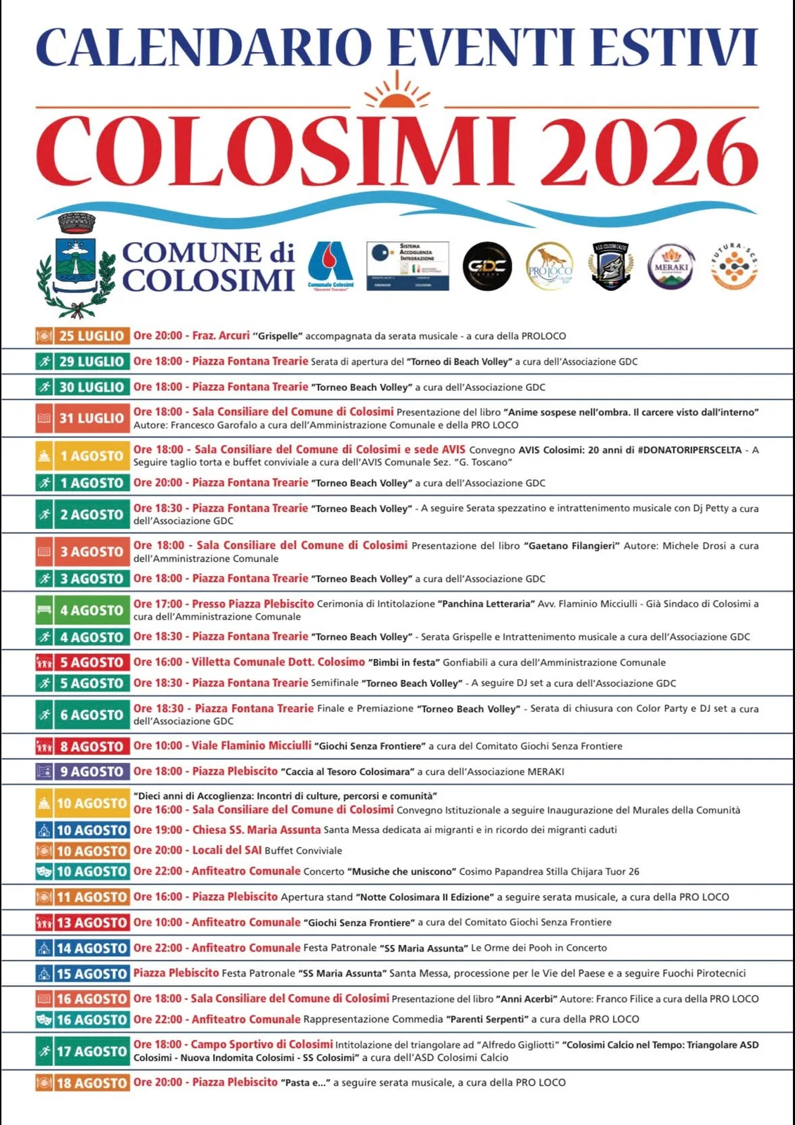 Locandina Concerto Musiche che uniscono 2026 a Colosimi (Cosenza)
