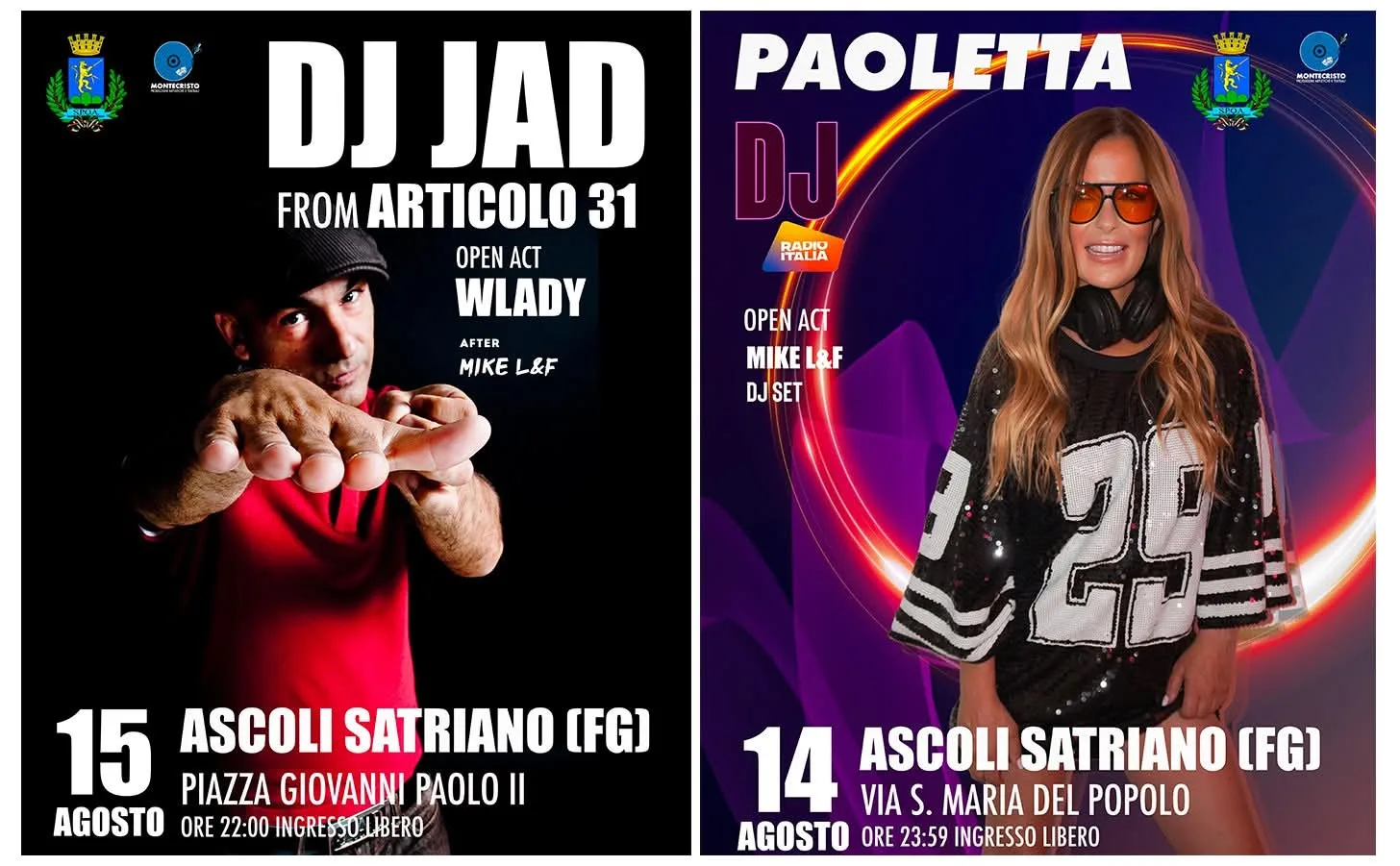 Locandina Concerto Montecristo 14 Agosto 2026 a Ascoli Satriano (Foggia)