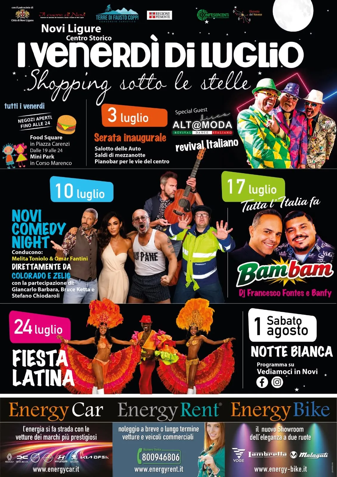 Locandina Notte Bianca — Shopping sotto le stelle 2026 a Novi Ligure (Alessandria)